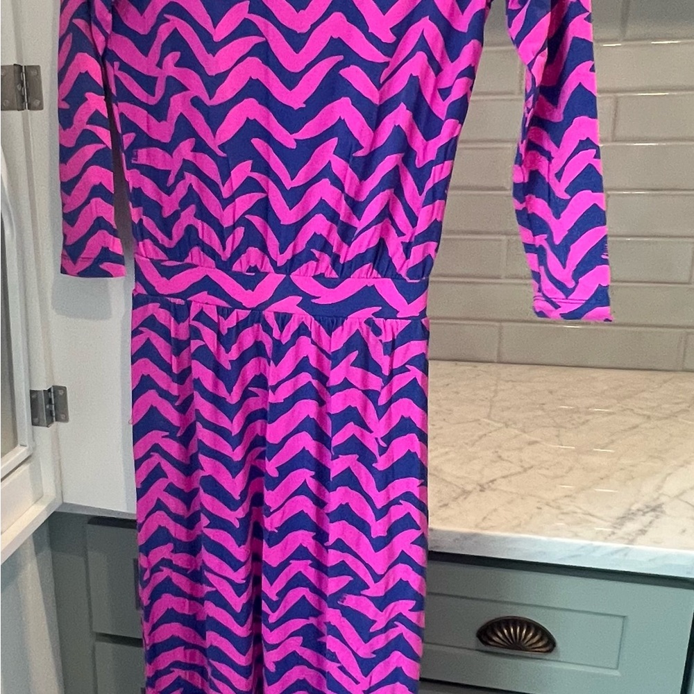 Lilly Pulitzer Pink & Navy Abstract Print Top